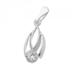 pendant, white zirconia, silver 925
