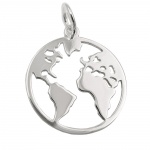 pendant world atlas polished silver 925
