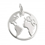 pendant world atlas polished silver 925