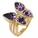 ring, 18ct gold plated, butterfly, zirconia
