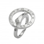 ring, cubic zirconia, rhodinized,  17.8mm, silver 925