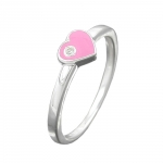 ring, heart-pink zirconia, silver 925 