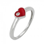 ring, red heart with zirconia, silver 925