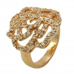ring with zirconia, rose, gold plated, 3 micron