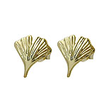 stud earrings 12mm ginkgo leaf shiny 9k gold