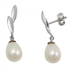 stud earrings 22x6mm pendant freshwater cultured pearl 9k white gold