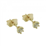 stud earrings 3mm white cubic zirconia 9k gold