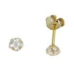 stud earrings 4mm zirconia in flower shape 9k gold