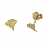Stud earrings 6,5x6mm Ginkgo leaf matte 9K GOLD