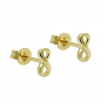 stud earrings 6x3mm infinity sign shiny 18k gold