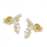 stud earrings 7x6mm fantasy bow with zirconias 9k gold