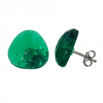stud earrings green transparent 14mm