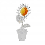 sunflower with crystal elements silver plated