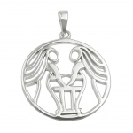 zodiac pendant, gemini, silver 925