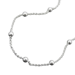 anklet 1.3mm anchor chain with 13 balls adjustable length silver 925 25cm