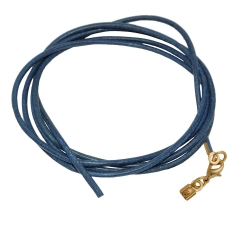band, leather blue, gold clasp, 100cm