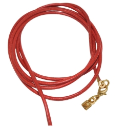 band, leather red, gold clasp, 100cm