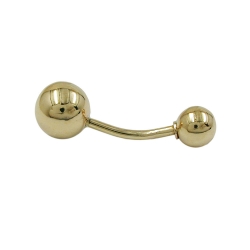 belly button piercing bananabell 21x7mm large ball and sphere shiny 14k GOLD