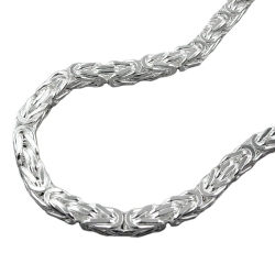 bracelet 4mm square byzantine chain shiny silver 925 19cm