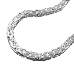 Bracelet 6x6mm square byzantine chain shiny silver 925 23cm
