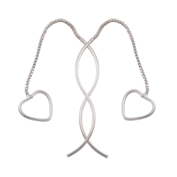 chain earrings, with heart, silver 925