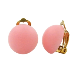 clip-on earring round 18mm pink matte
