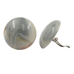clip-on earring round beige grey marbled 30mm