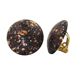 clip-on earring round black brown gold colored 20mm