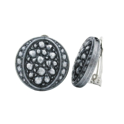 clip-on earring round silver grey antique look 22mm