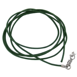 Cord Green , 1 mm, with Silver Coloured Clasp, 100cm 