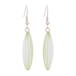 Earhook bead fluted olive light green