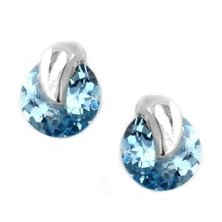 earring, aquamarine, round, silver 925 