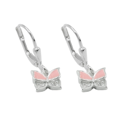 earring butterfly rose-white silver 925