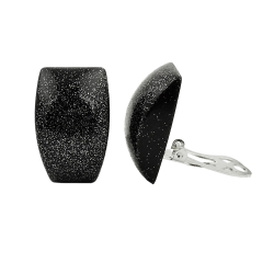 earring clip-on trapezium, black tinsel