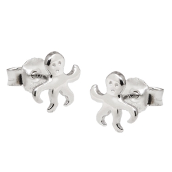earring, studs, octopus, silver 925