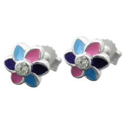 earrings flower multicolor silver 925 