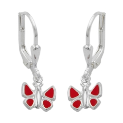 earrings, leverback, butterfly, silver 925