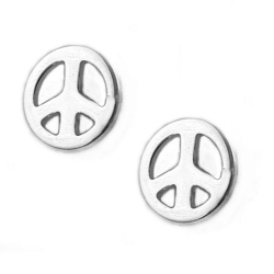 earrings, peace-symbol, silver 925