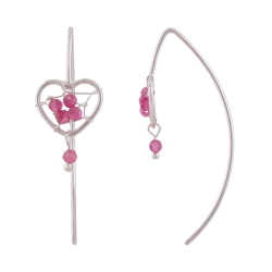 earrings, stones: glass rose, silver 925