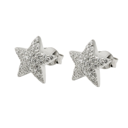 earrings studs cz star white silver 925