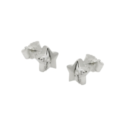 earrings studs star zirconia, silver 925
