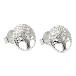 earrings studs, tree of live, silver 925