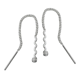 Earrings thread 57x2mm wave zirconia silver 925