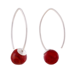 earrings, with coral, silver 925