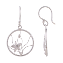 earrings, with starfish, silver 925