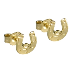earstuds, horseshoe, 9k gold