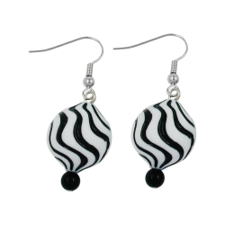 hook earrings beads white black