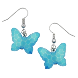 hook earrings butterfly light blue 