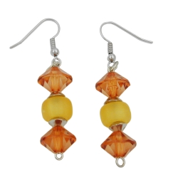 hook earrings grinded beads topas yellow