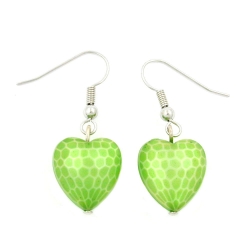 hook earrings heart green